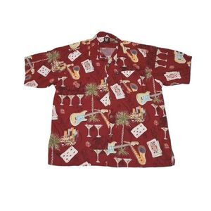 Stolen‎ Pig Men's Large Hawaiian Shirt Cards Martini Guitars Dice Button Up